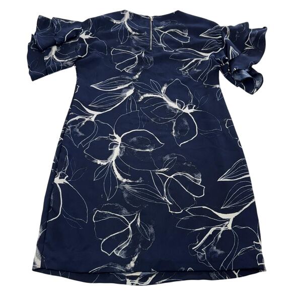 Vince Camuto Dress Womens 6 Floral Print Short Sleeve Ruffle Back Zip - Picture 4 of 8